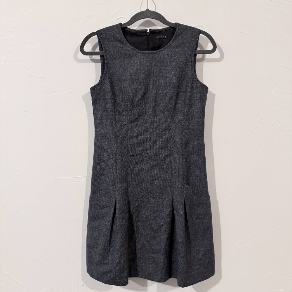 Theory Lenis Fern Virgin Wool Dress with Pockets Size 2 Sleeveless Gray
